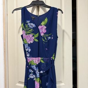 Talbots Navy Maxi Dress with Pink and Blue Floral Design